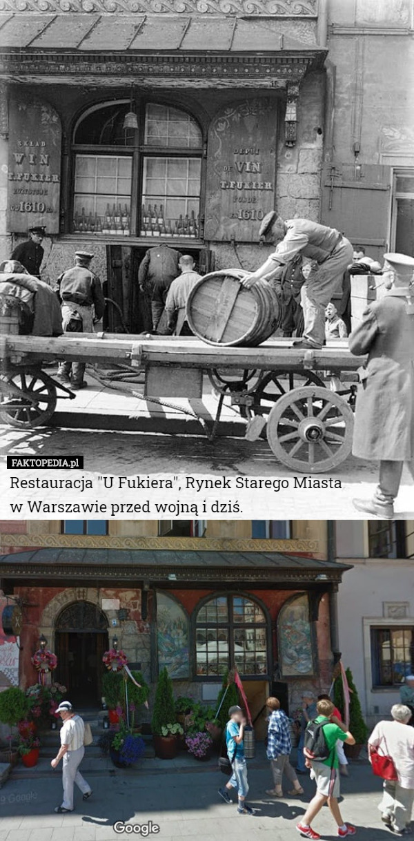 Restauracja "U Fukiera", Rynek Starego Miasta
 w Warszawie przed wojną i dziś. 
