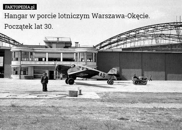 Hangar w porcie lotniczym Warszawa-Okęcie.
Początek lat 30. 