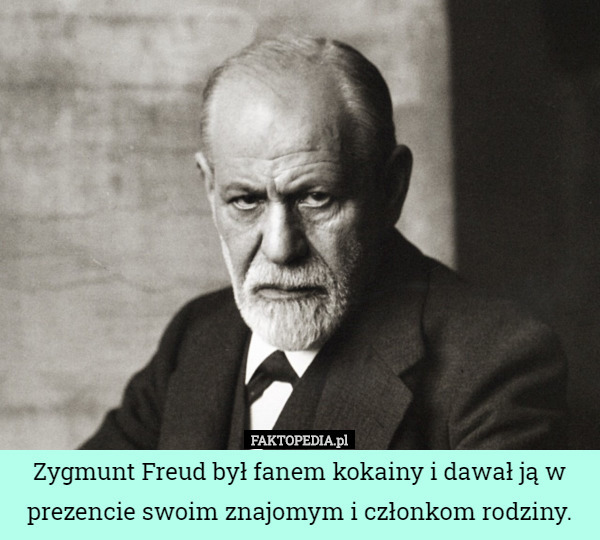 Zygmunt Freud był fanem kokainy i dawał ją w prezencie swoim znajomym i członkom rodziny. 