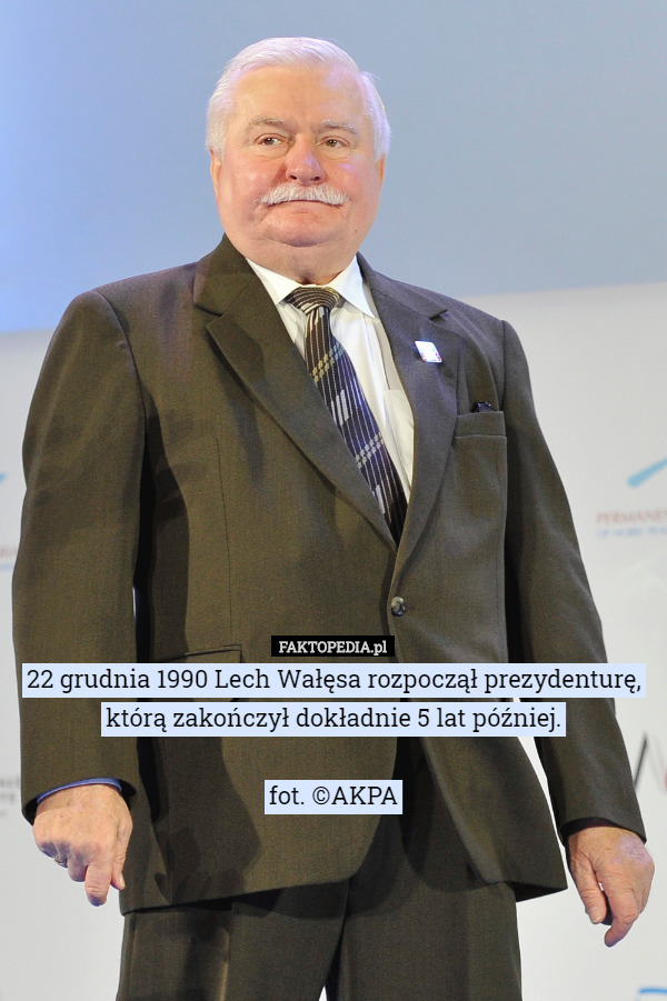 22 grudnia 1990 Lech Wałęsa rozpoczął prezydenturę, którą zakończył dokładnie 5 lat później.

fot. ©AKPA 