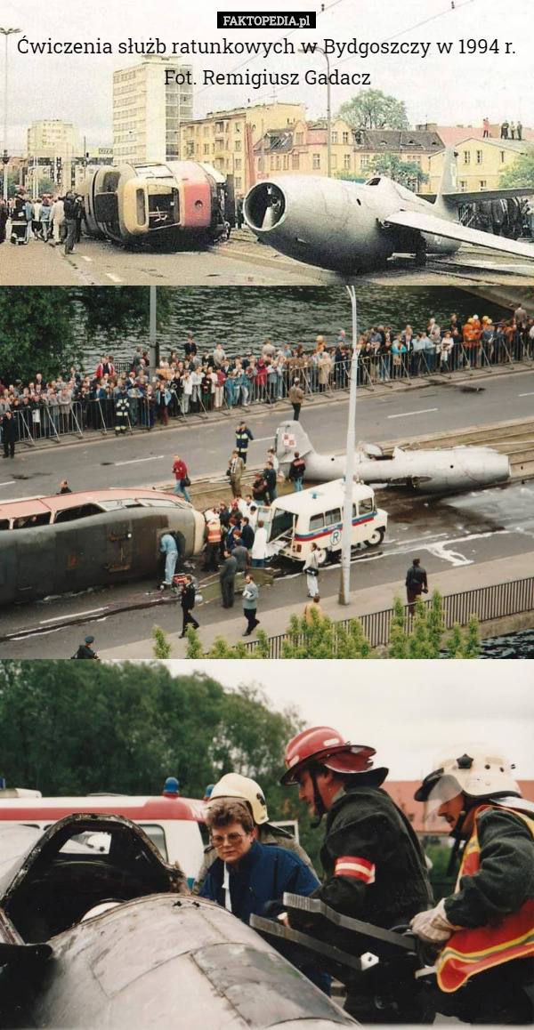 Ćwiczenia służb ratunkowych w Bydgoszczy w 1994 r.
Fot. Remigiusz Gadacz 