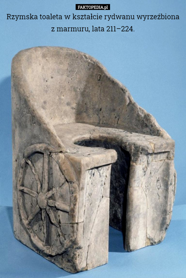 Rzymska toaleta w kształcie rydwanu wyrzeźbiona z marmuru, lata 211–224. 