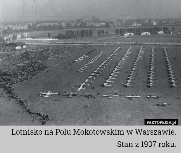 Lotnisko na Polu Mokotowskim w Warszawie.
 Stan z 1937 roku. 