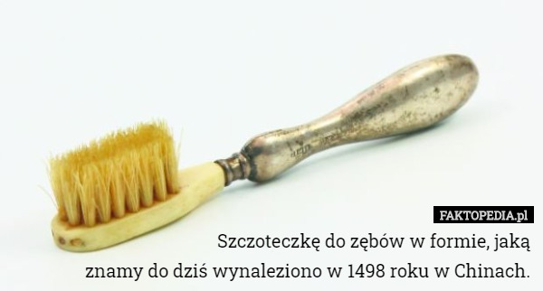 Szczoteczkę do zębów w formie, jaką
 znamy do dziś wynaleziono w 1498 roku w Chinach. 