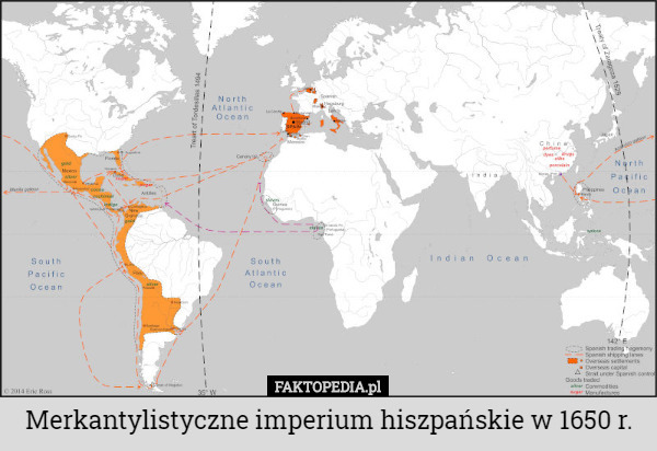Merkantylistyczne imperium hiszpańskie w 1650 r. 