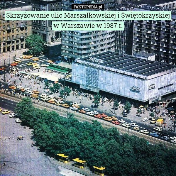 Skrzyżowanie ulic Marszałkowskiej i Świętokrzyskiej w Warszawie w 1987 r. 