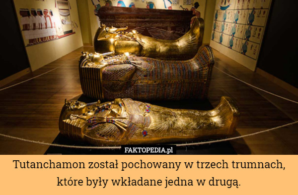 Tutanchamon został pochowany w trzech trumnach, które były wkładane jedna w drugą. 