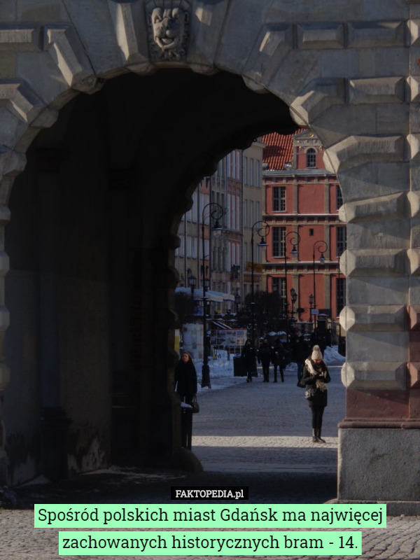 Spośród polskich miast Gdańsk ma najwięcej zachowanych historycznych bram - 14. 