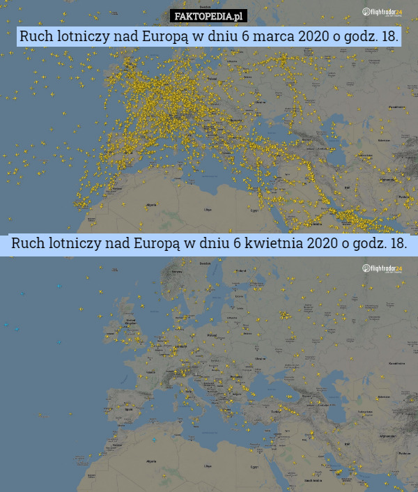Ruch lotniczy nad Europą w dniu 6 marca 2020 o godz. 18.








Ruch lotniczy nad Europą w dniu 6 kwietnia 2020 o godz. 18. 