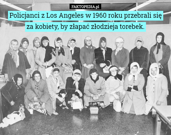 Policjanci z Los Angeles w 1960 roku przebrali się
 za kobiety, by złapać złodzieja torebek. 