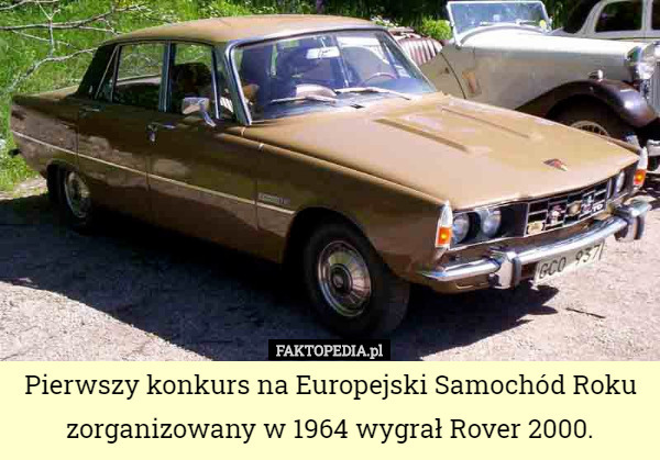 Pierwszy konkurs na Europejski Samochód Roku zorganizowany w 1964 wygrał Rover 2000. 