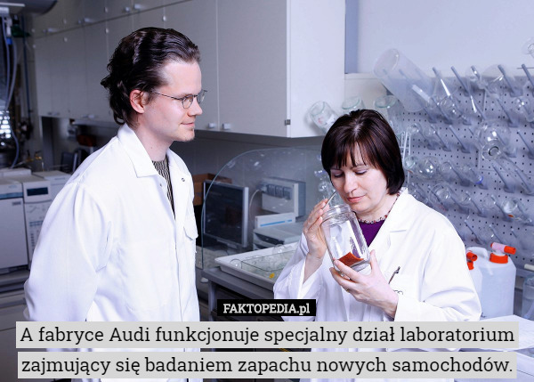 A fabryce Audi funkcjonuje specjalny dział laboratorium zajmujący się badaniem zapachu nowych samochodów. 