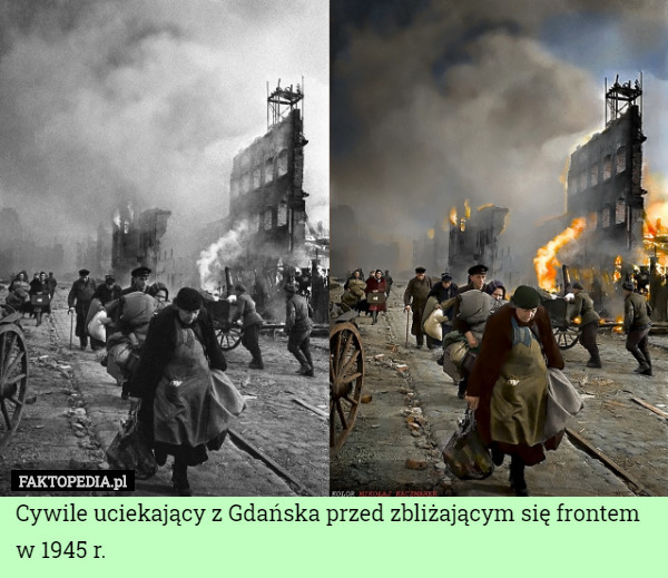 Cywile uciekający z Gdańska przed zbliżającym się frontem w 1945 r. 