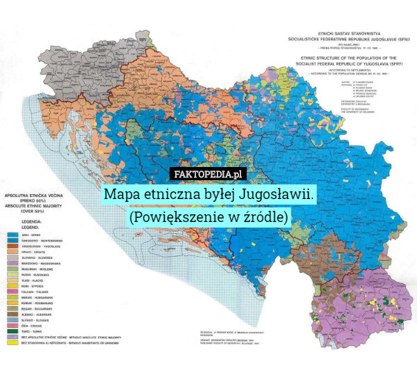 Mapa etniczna byłej Jugosławii.
 (Powiększenie w źródle) 