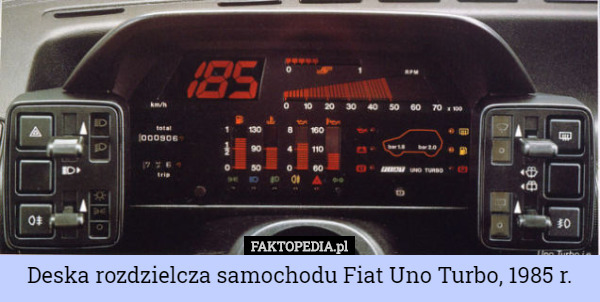 Deska rozdzielcza samochodu Fiat Uno Turbo, 1985 r. 