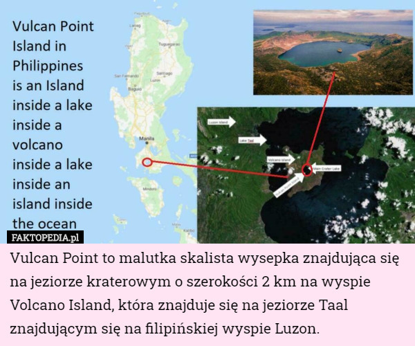 Vulcan Point to malutka skalista wysepka znajdująca się na jeziorze kraterowym o szerokości 2 km na wyspie Volcano Island, która znajduje się na jeziorze Taal znajdującym się na filipińskiej wyspie Luzon. 