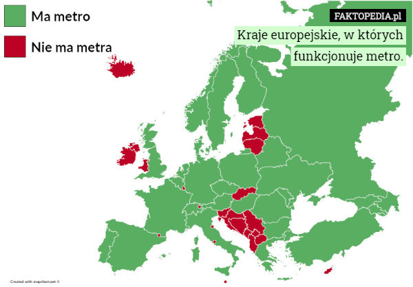 Kraje europejskie, w których funkcjonuje metro. 