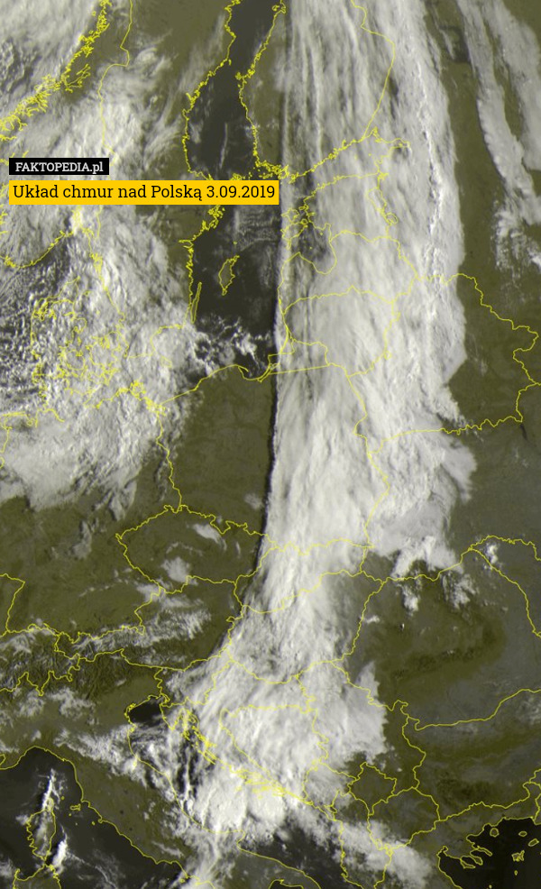 Układ chmur nad Polską 3.09.2019 