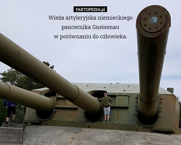 Wieża artyleryjska niemieckiego
pancernika Gneisenau
w porównaniu do człowieka. 