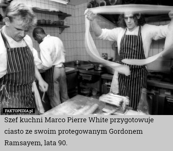 Szef kuchni Marco Pierre White przygotowuje ciasto ze swoim protegowanym Gordonem Ramsayem, lata 90. 