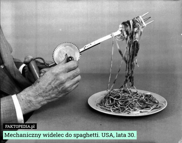 Mechaniczny widelec do spaghetti. USA, lata 30. 