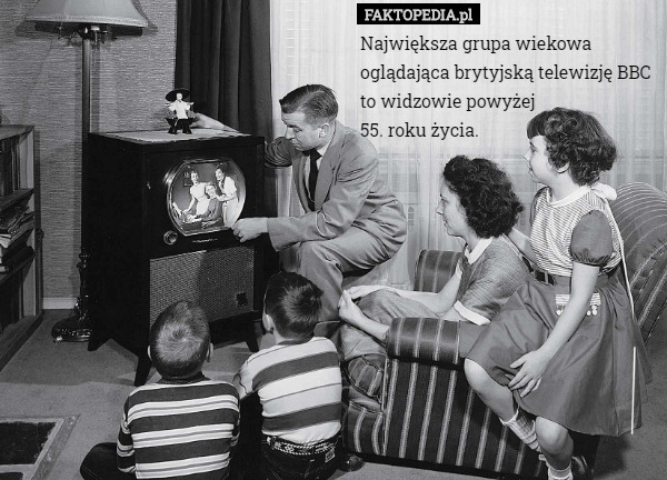 Największa grupa wiekowa oglądająca brytyjską telewizję BBC to widzowie powyżej
55. roku życia. 