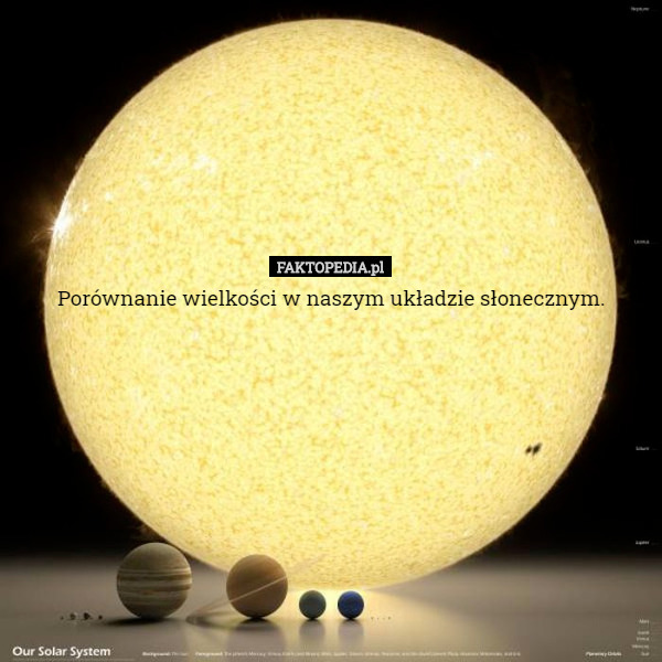 Porównanie wielkości w naszym układzie słonecznym. 