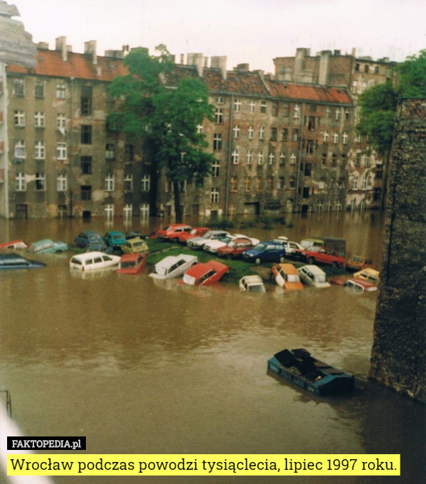 Wrocław podczas powodzi tysiąclecia, lipiec 1997 roku. 
