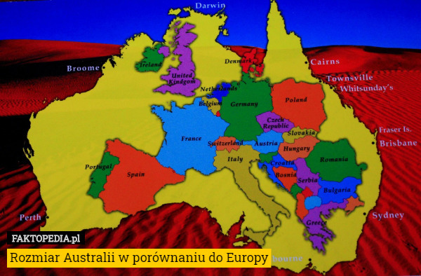 Rozmiar Australii w porównaniu do Europy 