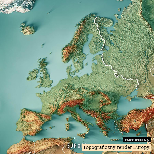 Topograficzny render Europy. 