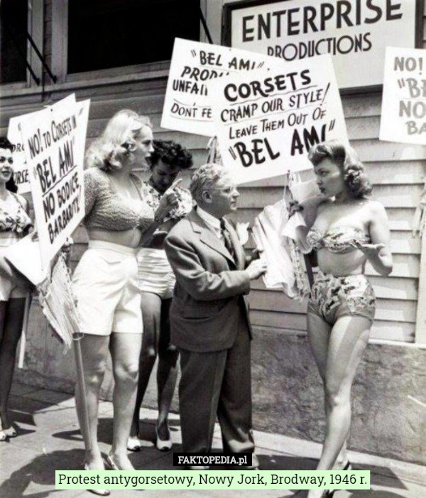 Protest antygorsetowy, Nowy Jork, Brodway, 1946 r. 