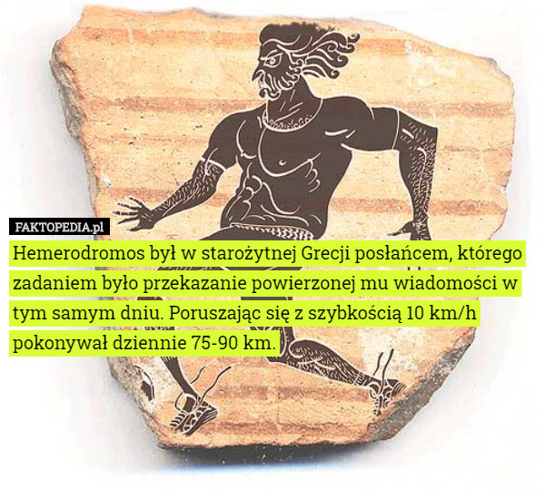 Hemerodromos był w starożytnej Grecji posłańcem, którego zadaniem było przekazanie powierzonej mu wiadomości w tym samym dniu. Poruszając się z szybkością 10 km/h pokonywał dziennie 75-90 km. 