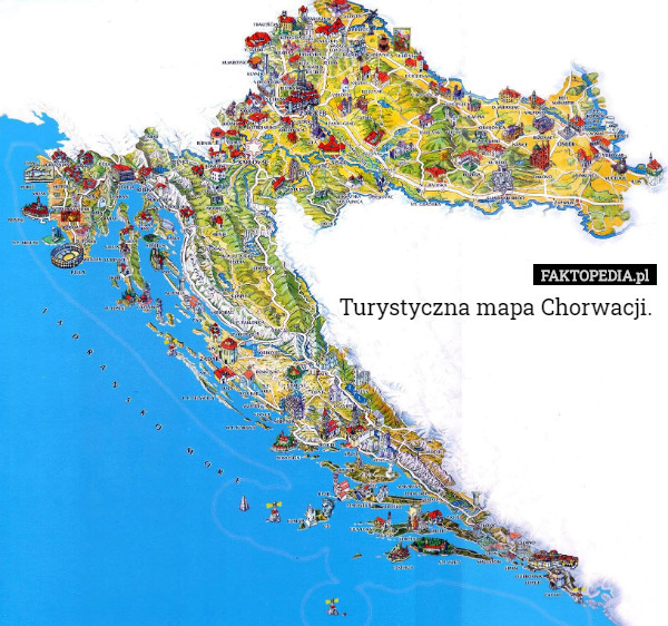 Turystyczna mapa Chorwacji. 