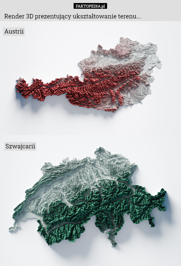 Render 3D prezentujący ukształtowanie terenu... Austrii Szwajcarii 