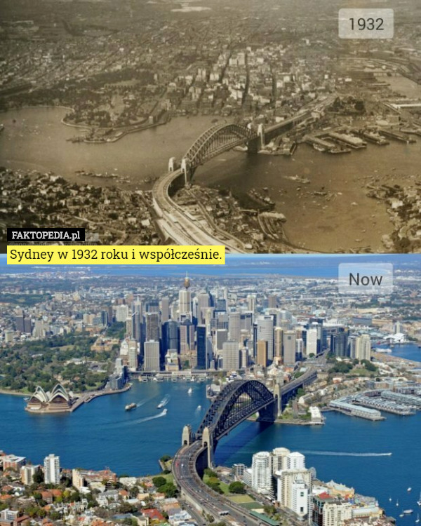 Sydney w 1932 roku i współcześnie. 