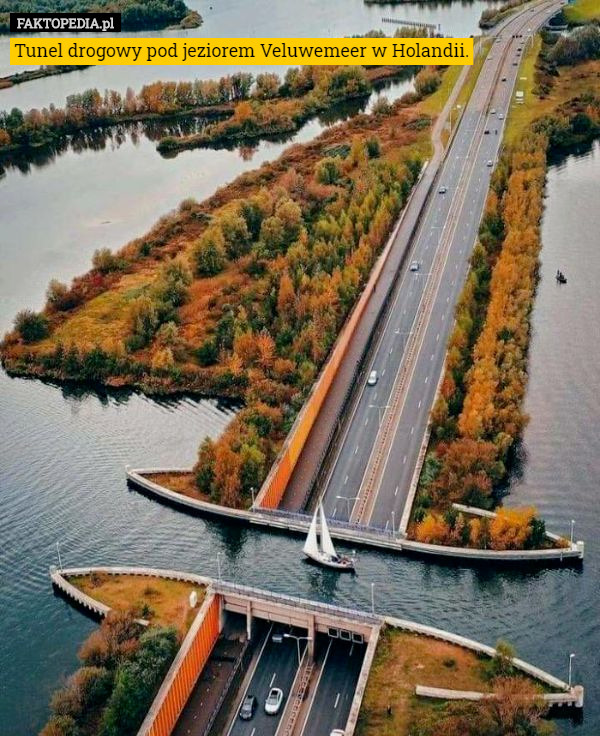 Tunel drogowy pod jeziorem Veluwemeer w Holandii. 