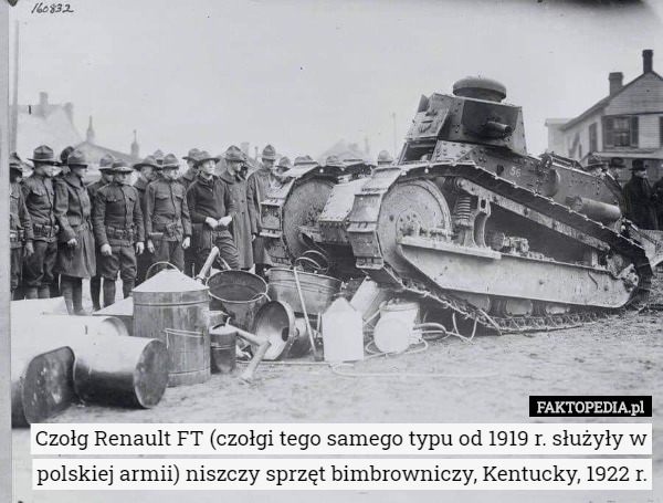 Czołg Renault FT (czołgi tego samego typu od 1919 r. służyły w polskiej armii) niszczy sprzęt bimbrowniczy, Kentucky, 1922 r. 