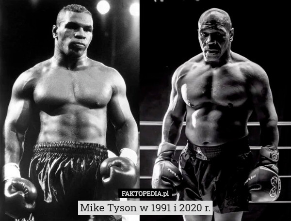 Mike Tyson w 1991 i 2020 r. 