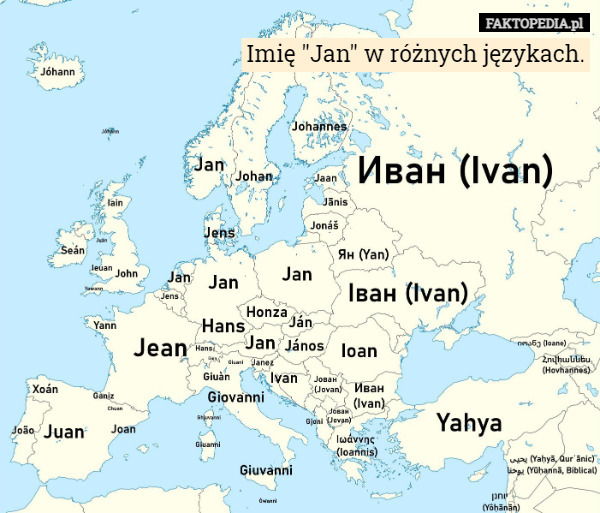 Imię "Jan" w różnych językach. 