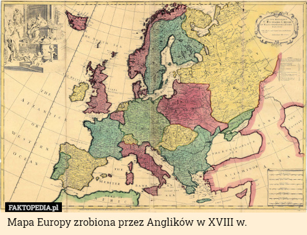 Mapa Europy zrobiona przez Anglików w XVIII w. 