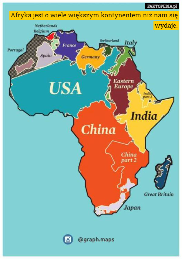 Afryka jest o wiele większym kontynentem niż nam się wydaje. 