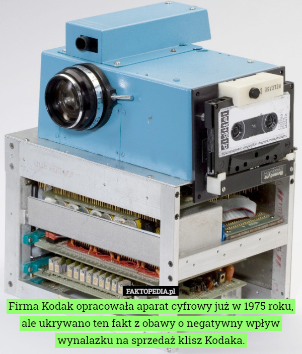 Firma Kodak opracowała aparat cyfrowy już w 1975 roku, ale ukrywano ten fakt z obawy o negatywny wpływ wynalazku na sprzedaż klisz Kodaka. 