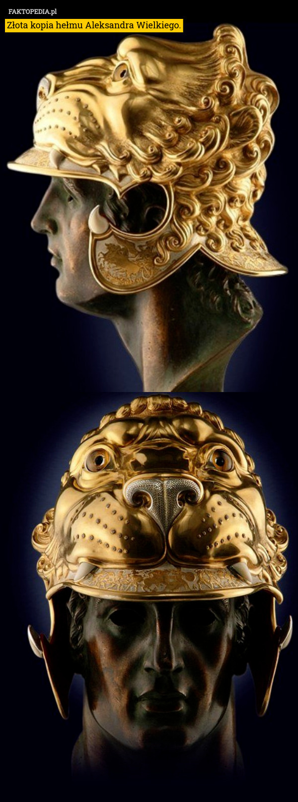 Złota kopia hełmu Aleksandra Wielkiego. 