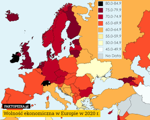 Wolność ekonomiczna w Europie w 2020 r. 
