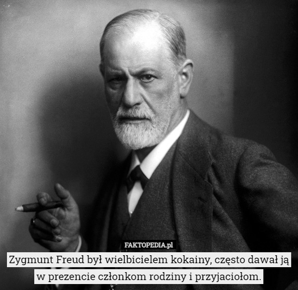 Zygmunt Freud był wielbicielem kokainy, często dawał ją w prezencie członkom rodziny i przyjaciołom. 