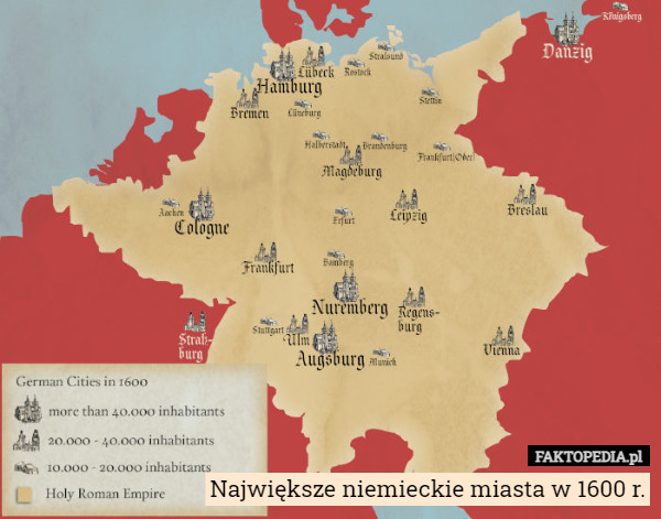 Największe niemieckie miasta w 1600 r. 