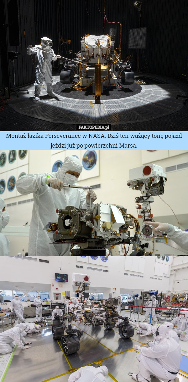 Montaż łazika Perseverance w NASA. Dziś ten ważący tonę pojazd jeździ już po powierzchni Marsa. 