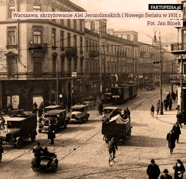 Warszawa, skrzyżowanie Alei Jerozolimskich i Nowego Światu w 1931 r.
Fot. Jan Binek 