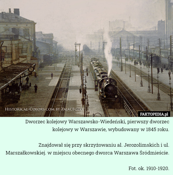 Dworzec kolejowy Warszawsko-Wiedeński, pierwszy dworzec kolejowy w Warszawie, wybudowany w 1845 roku.

Znajdował się przy skrzyżowaniu al. Jerozolimskich i ul. Marszałkowskiej. w miejscu obecnego dworca Warszawa Śródmieście.

Fot. ok. 1910-1920. 