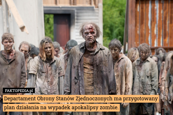 Departament Obrony Stanów Zjednoczonych ma przygotowany plan działania na wypadek apokalipsy zombie. 